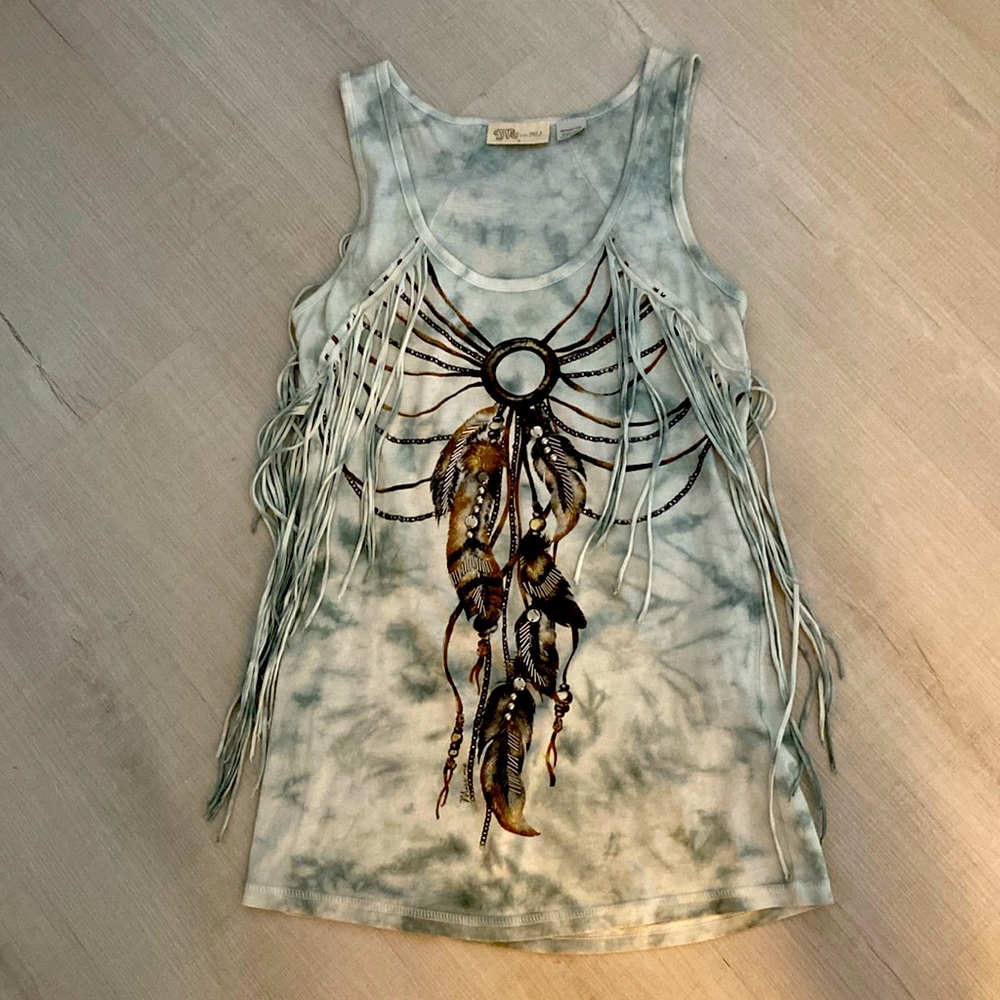 Miss Me fringe top. Never worn